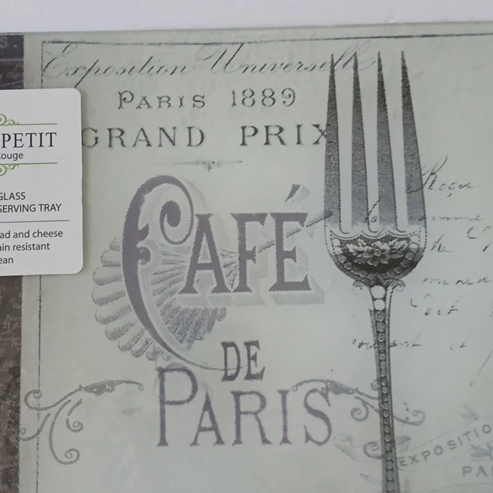 Maison Rouge Cafe de Paris TEMPERED GLASS RECTANG CUTTING BOARD & SERVING TRAY
